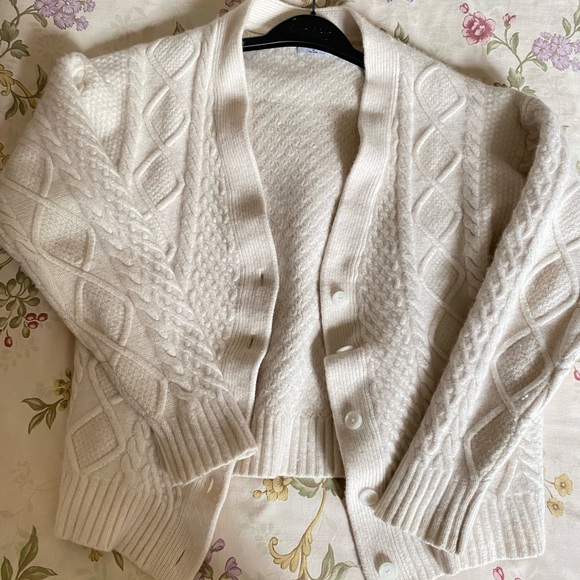 Sunday Best Sweaters - Sunday Best Cream Peggy V neck Cable Knit Sweater
